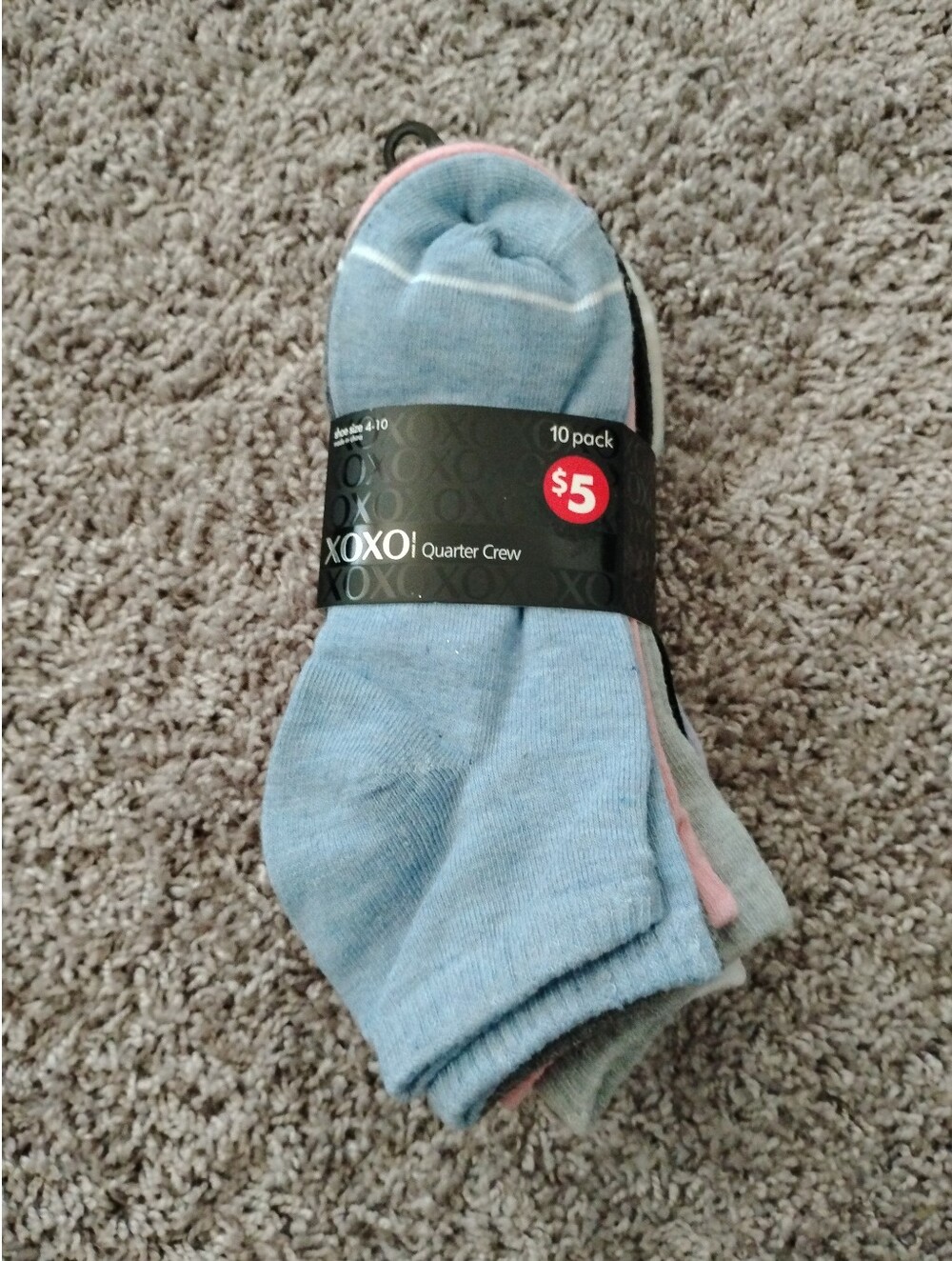 XOXO Women’s Quarter Crew Socks 10-Pack - Neutral Multi-Color (Shoe Size 4-10)